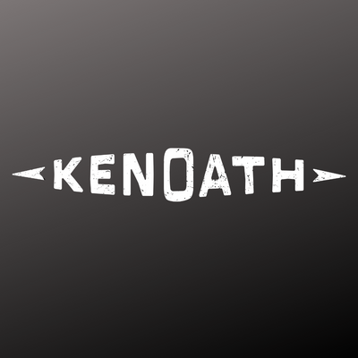 The Ken Oath long logo white.