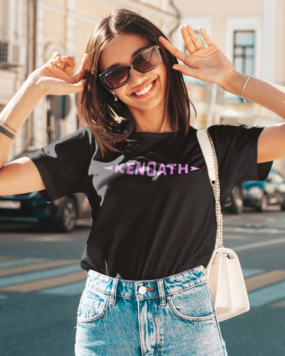 Kenoath Clothing Co Glitter Pink Logo black tee