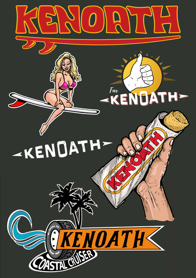 The Kenoath Beach Life Sticker Pack. Ken Oath