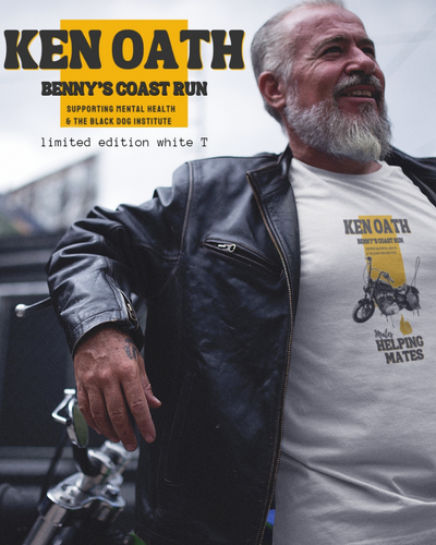 Kenoath Clothing Co Benny's Coast Run Tee Mental Health Fundraiswer Blackdog Institutde